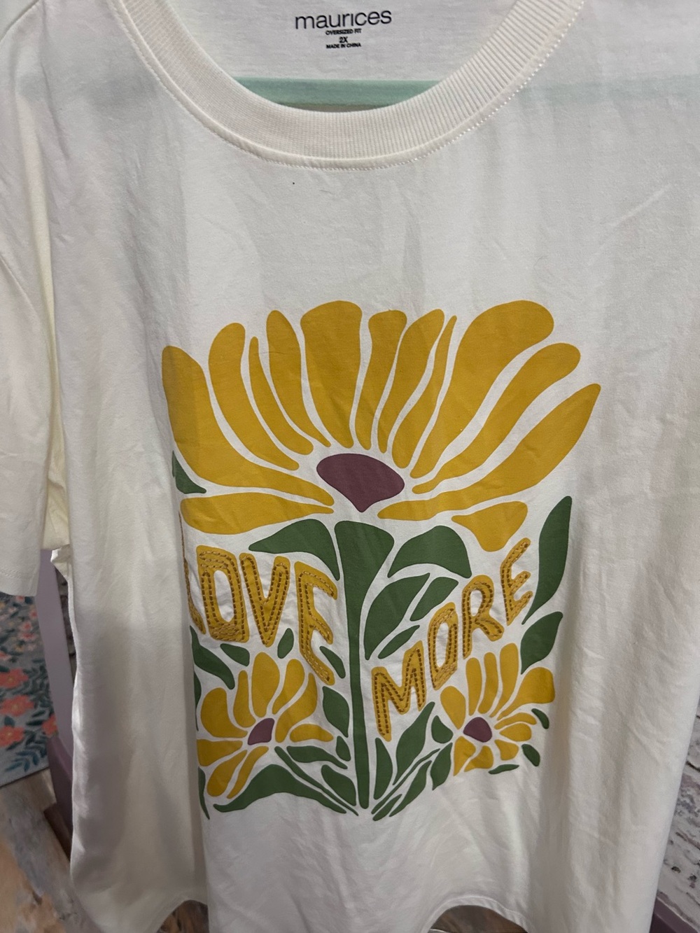 Maurices Yellow & Green 'Love More' Floral Print